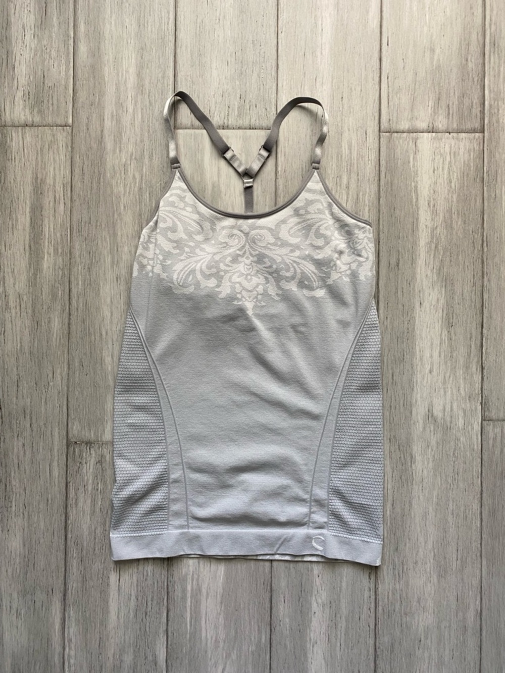 Climawear Womens Light Gray Athletic Tank Top with Pretty Detail